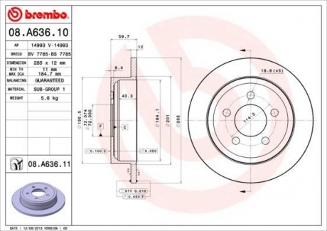 Гальмiвний диск BREMBO 08.A636.10