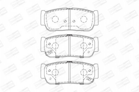 KIA Тормозные колодки задн.Sorento 02-,SsangYong Rexton,Kyron,Rodius 05- CHAMPION 573676CH
