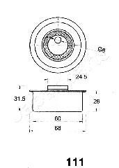 NISSAN Натяжной ролик Primera 2,0D 91-94/SUNNY 2,0D 11/90- JAPANPARTS BE-111