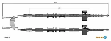 OPEL Трос ручного тормоза задн. (диск) Zafira 1,8-DTi2,0 ADRIAUTO 33.0207.1