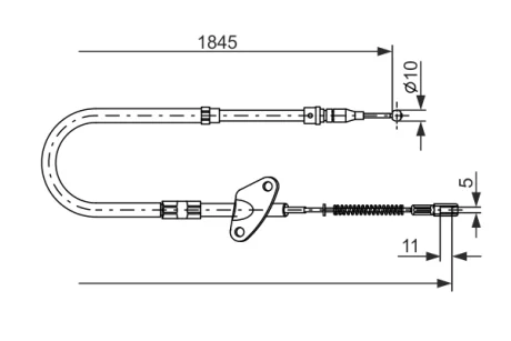 DB Трос ручн.тормоза лев.207-310 86-(нов.тип)1862мм BOSCH 1987477119