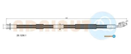 NISSAN Шланг гальмівний пров. пр. Primera P11 -01 ADRIAUTO 28.1206.1