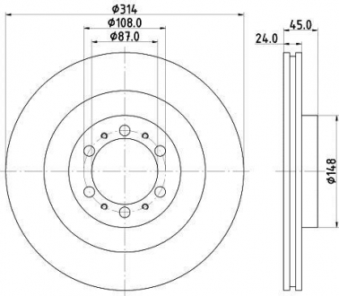 Гальмівний диск Mitsubishi Pajero 2.5 Td/3.0 V6 98- HELLA 8DD 355 118-741 (фото 1)