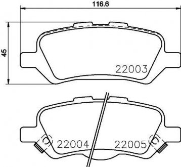 Гальмівні колодки дискові зад. Toyota Venza 12- HELLA 8DB 355 023-051