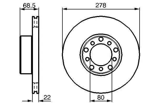 DB Диск гальмівний передній W126 80-85 BOSCH 0986478061 (фото 1)