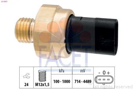 Датчик тиску олії Citroen/Peugeot 1.6i (EP6), 1.6HDi (DV6) Facet FACET 25.0001