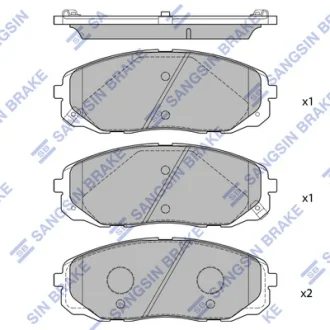 Колодки гальмівні передні Kia Carnival (YP) (14-) HI-Q Hi-Q (SANGSIN) SP1688