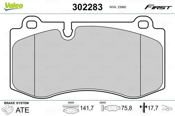 Тормозные колодки дисковые MERCEDES CLS/E-Class/S-Class/SL "F "05-13 Valeo ="302283" (фото 1)