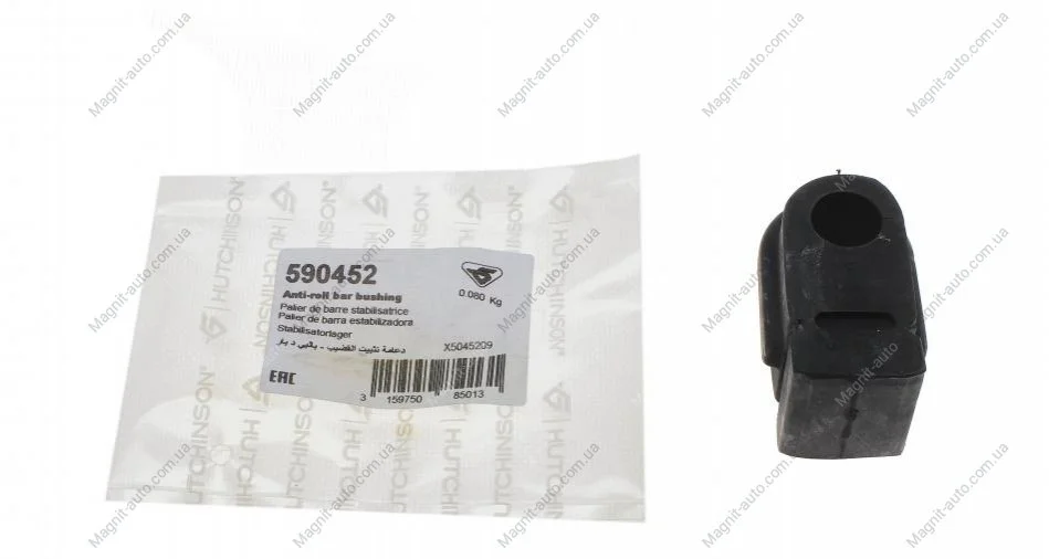 Втулка переднього стабілізатора Renault Megane II 02- (18.5mm) HUTCHINSON 590452 (фото 1)