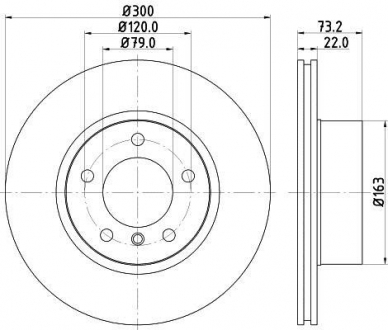 Гальмівний диск передній BMW 1/2/3/4 1,8-2,0 10- (300x22) HELLA 8DD 355 118-041 (фото 1)