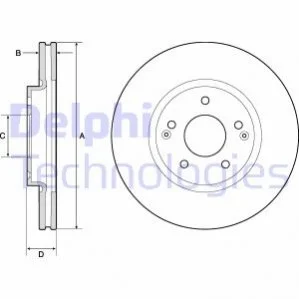 DELPHI DB Тормозной диск передний SANGYONG ACTYON II 10/12-,KORANDO 11/10- Delphi BG4809C