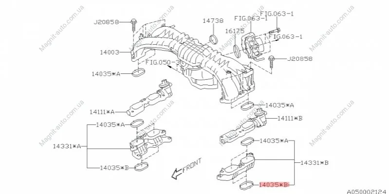 Прокладка впускного коллектора SUBARU 14035AA630 (фото 1)