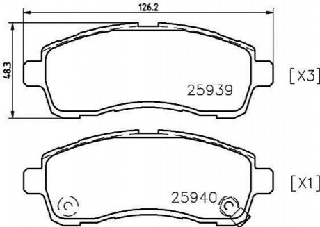 Колодки тормозные дисковые передние Suzuki Swift/Mazda 2/ Daihatsu Materia 1.2, 1.3, 1.5, 1.6 (06-) Nisshinbo NP5029 (фото 1)