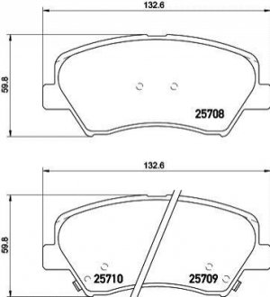 Колодки тормозные дисковые передние Hyundai Accent, i20, Elantra/Kia Rio III 1.4, 1.6, 1.8 (11-) Nisshinbo NP6015