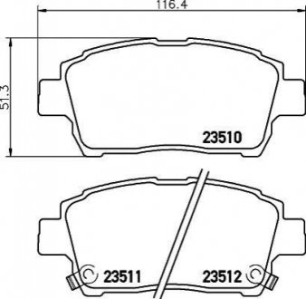 Колодки тормозные дисковые передние Toyota Corolla 1.4, 1.8 (01-07),Prius Hybrid 1.5 (03-09) Nisshinbo NP1005 (фото 1)