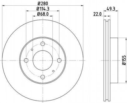 Диск тормозной передний Nissan Almera 1.5, 1.8, 2.2 (00-), Primera 1.6, 1.8, 2.0 (96-02) Nisshinbo ND2023K