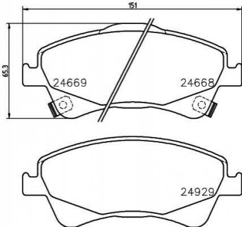 Колодки тормозные дисковые передние Toyota Auris, Avensis, Verso 1.6, 1.8, 2.0 (08-) Nisshinbo NP1119