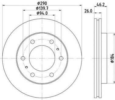 Диск тормозной передний Mitsubishi Pajero III, IV 2.4, 2.5, 3.0, 3.2, 3.5 (02-) Nisshinbo ND3027K