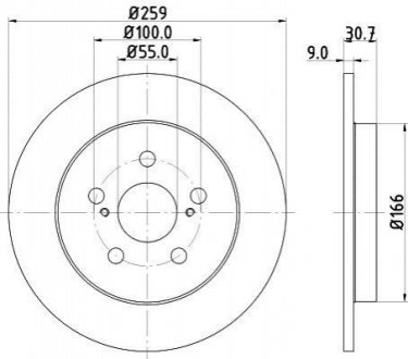 Диск тормозной задний Toyota Prius 1.8 hybrid (09-), Verso 1.3, 1.4 (10-) Nisshinbo ND1012K (фото 1)