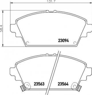 Колодки тормозные дисковые передние Honda Accord VI 1.8, 2.0, 2.3 (98-02) Nisshinbo NP8028 (фото 1)