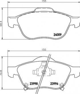 Колодки тормозные дисковые передние Toyota Avensis 1.6, 1.8, 2.0 (97-03) Nisshinbo NP1117 (фото 1)