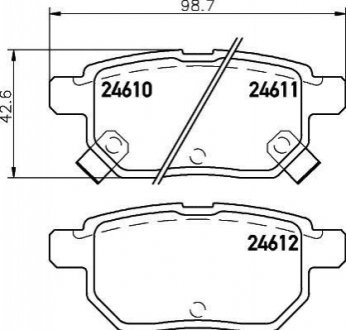 Колодки тормозные дисковые задние Toyota Auris 1.4, 1.6, 1.8, 2.0 (06-) Nisshinbo NP1020 (фото 1)