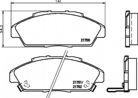 Колодки тормозные дисковые передние Honda Accord IV 1.8, 2.2 (90-93) Nisshinbo NP8024 (фото 1)