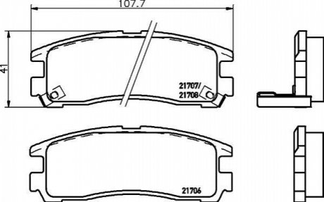 Колодки тормозные дисковые задние Mitsubishi Galant 1.8, 2.0 (96-04) Nisshinbo NP3013 (фото 1)