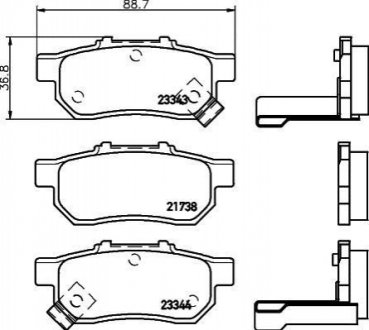 Колодки тормозные дисковые задние Honda Jazz 1.2, 1.3, 1.5, (02-09) Nisshinbo NP8027 (фото 1)