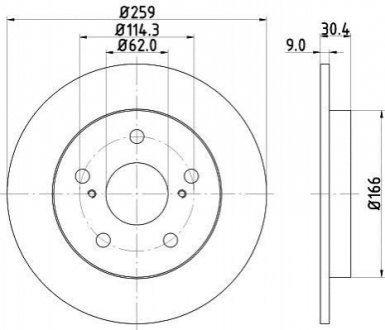 Диск тормозной задний Toyota Auris, Corolla 1.4, 1.6, 1.8 (07-) Nisshinbo ND1008K (фото 1)