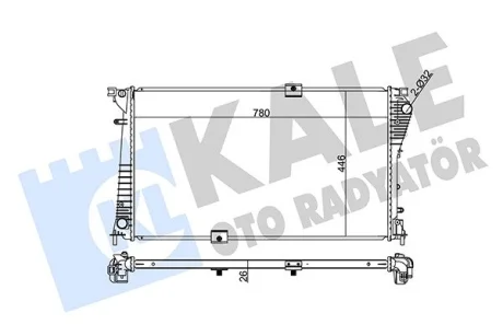 Радіатор охолодження двигуна (паяний) Renault Trafic II/Opel Vivaro/Nissan Primastar (06-) з конд. 2.0 dCi, 2.5 dCi KALE OTO RADYATOR Kale oto radyator 351040