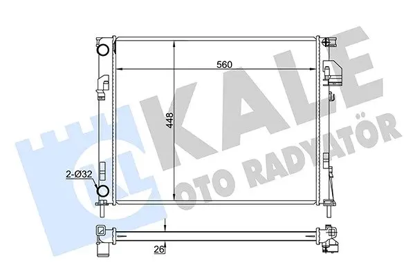 Радіатор охолодження двигуна (паяний) Renault Trafic II/Opel Vivaro/Nissan Primastar (02-) 1.9 DCi, 2.0 16V KALE OTO RADYATOR Kale oto radyator 351035 (фото 1)
