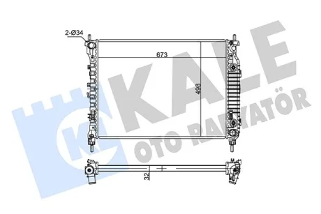 KALE OPEL Радиатор охлаждения Antara,Chevrolet Captiva 2.2CDTi 10- (АКПП) Kale oto radyator 354960