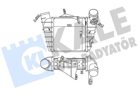 KALE VW Интеркулер Polo,Skoda Fabia I,II,Roomster 1.4/1.9TDI Kale oto radyator 342300