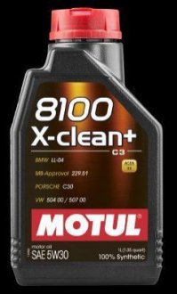 Масло моторное 8100 X-CLEAN+ SAE 5W30, 1L Motul 106376