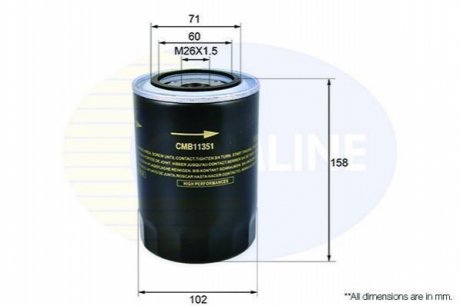 - Фільтр оливи (аналогWL7199/OC297) Comline CMB11351
