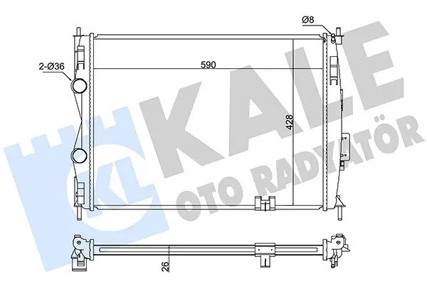 Радіатор охолодження двигуна (паяний) Nissan Qashqai (06-) 2.0i MCVT KALE OTO RADYATOR Kale oto radyator 342055 (фото 1)