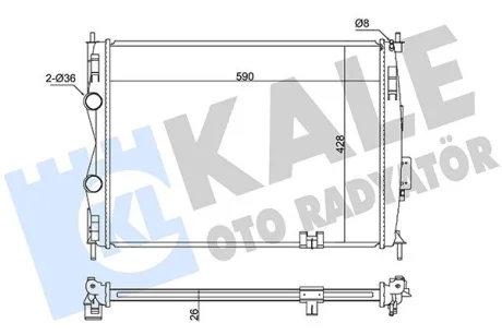 Радіатор охолодження двигуна (паяний) Nissan Qashqai (06-) 2.0i MCVT KALE OTO RADYATOR Kale oto radyator 342055