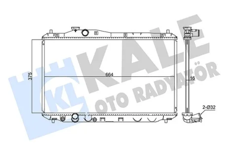 Радіатор охолодження двигуна (паяний) Honda Civic IX (12-) 1.6i, 1.8i KALE OTO RADYATOR Kale oto radyator 347550