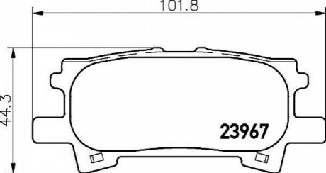 Колодки тормозные дисковые задние Lexus 300, 400h, 450h (06-08) Nisshinbo NP1028 (фото 1)
