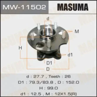 Маточина колеса заднього у зборі з підшипником Lexus RX 350 (05-09)/ Toyota Highlander (10-13), Venza (09-16) (MW-11502) MASUMA Masuma MW11502