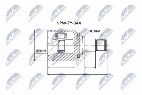 Комплект шарніру приводного валу внутр. TOYOTA AURIS, AVENSIS, COROLLA, VERSO (вир-во) NTY NPWTY044