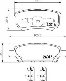 Колодки тормозные дисковые задние Mitsubishi Lancer 1.5, 1.6, 1.8 (08-), Outlander 2.0, 2.4 (03-06) Nisshinbo NP3011