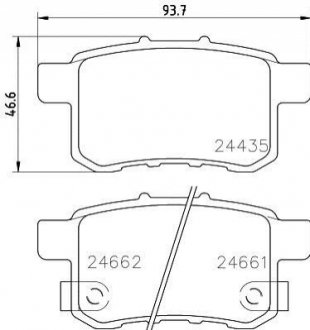Колодки тормозные дисковые задние Honda Accord VIII 2.0, 2.2, 2.4 (08-13) Nisshinbo NP8009 (фото 1)