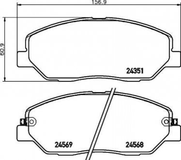 Колодки тормозные дисковые передние Hyundai Santa Fe 2.0, 2.2 (12-) Nisshinbo NP6030