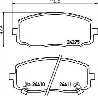 Колодки тормозные дисковые передние Hyundai i10/Kia Picanto 1.0, 1.1 (07-) (NP60 Nisshinbo NP6024 (фото 1)