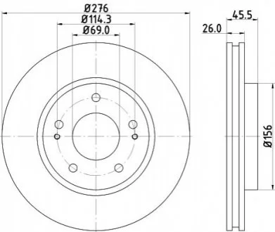 Диск тормозной передний Mitsubishi Lancer 1.6, 2.0, 2.4 (03-) NISSHINB Nisshinbo ND3030K