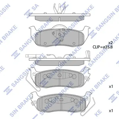 Тормозные колодки задние Jeep Commander (06-), Grand Cherokee (-10) HI-Q Hi-Q (SANGSIN) SP1512 (фото 1)