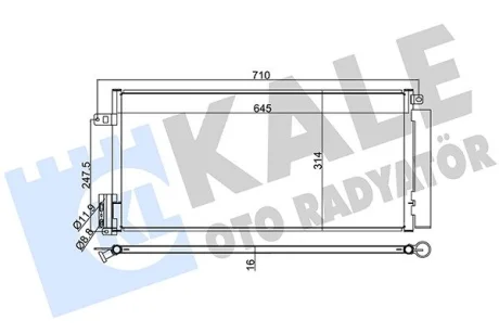 Радіатор кондиціонера Fiat Bravo II (07-), Punto (06-)/Opel Corsa D (07-) KALE OTO RADYATOR Kale oto radyator 389100