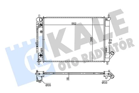Радіатор охолодження двигуна (паяний) Hyundai Elantra (11-)/KIA Cerato (13-) АКПП 1.6i, 2.0i KALE OTO RADYATOR Kale oto radyator 354285
